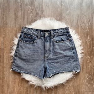 Pretty Little Thing PLT Denim Mom High Rise Cutoff Jean Shorts